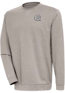 Antigua Georgetown Hoyas Mens Oatmeal Reward Long Sleeve Crew Sweatshirt