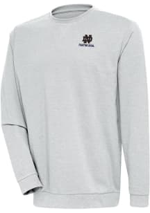 Antigua Notre Dame Fighting Irish Mens Grey Reward Long Sleeve Crew Sweatshirt