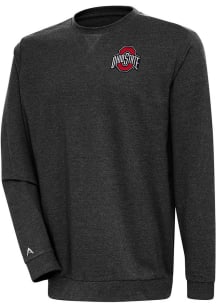 Antigua Ohio State Buckeyes Mens Black Reward Long Sleeve Crew Sweatshirt