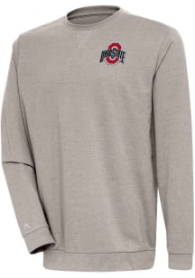 Antigua Ohio State Buckeyes Mens Oatmeal Reward Long Sleeve Crew Sweatshirt