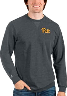 Antigua Pitt Panthers Mens Charcoal Reward Long Sleeve Crew Sweatshirt