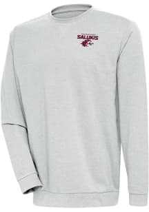 Antigua Southern Illinois Salukis Mens Grey Reward Long Sleeve Crew Sweatshirt
