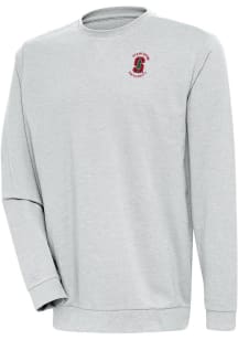 Antigua Stanford Cardinal Mens Grey Reward Long Sleeve Crew Sweatshirt