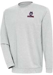 Antigua UConn Huskies Mens Grey Reward Long Sleeve Crew Sweatshirt