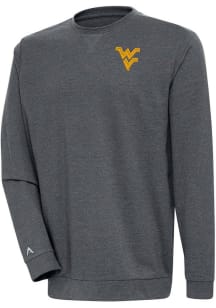 Antigua West Virginia Mountaineers Mens Charcoal Reward Long Sleeve Crew Sweatshirt