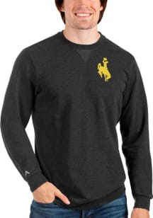 Antigua Wyoming Cowboys Mens Black Reward Long Sleeve Crew Sweatshirt