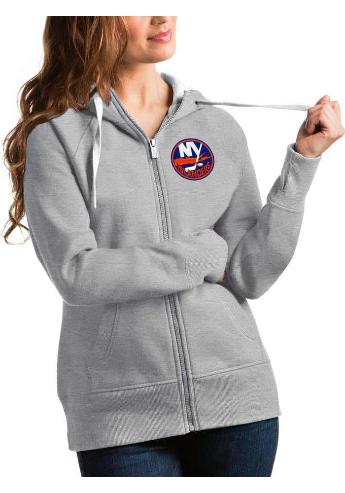 Antigua New York Islanders Womens Grey Victory Full Long Sleeve Full Zip Jacket