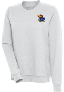 Antigua Kansas Jayhawks Womens Grey Action Crew Sweatshirt