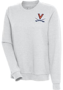 Antigua Virginia Cavaliers Womens Grey Action Crew Sweatshirt