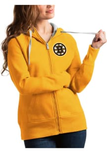 Antigua Boston Bruins Womens Gold Victory Full Long Sleeve Full Zip Jacket
