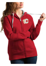 Antigua Calgary Flames Womens Red Victory Full Long Sleeve Full Zip Jacket