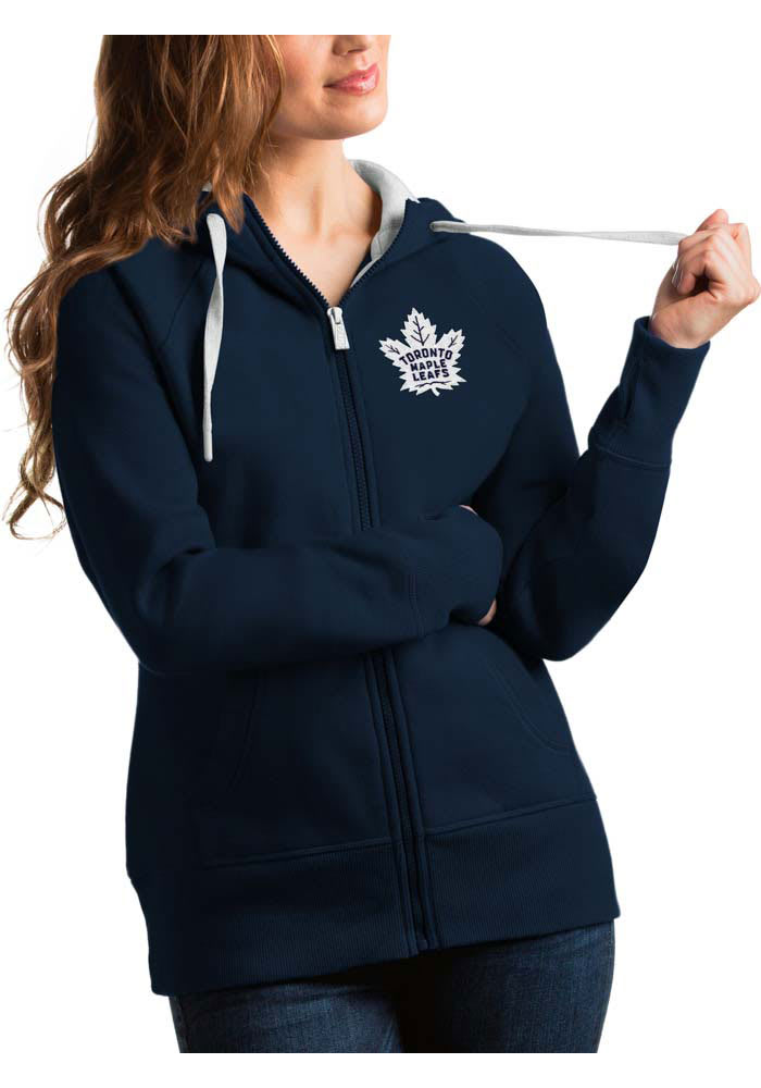 Antigua Toronto Maple Leafs Womens Navy Blue Victory Full Long Sleeve Full Zip Jacket