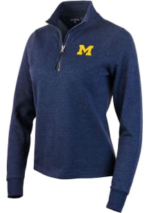 Antigua Michigan Wolverines Womens Navy Blue Action 1/4 Zip Pullover