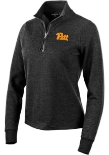 Antigua Pitt Panthers Womens Black Action 1/4 Zip Pullover
