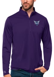 Antigua Charlotte Hornets Mens Purple Tribute Long Sleeve 1/4 Zip Pullover