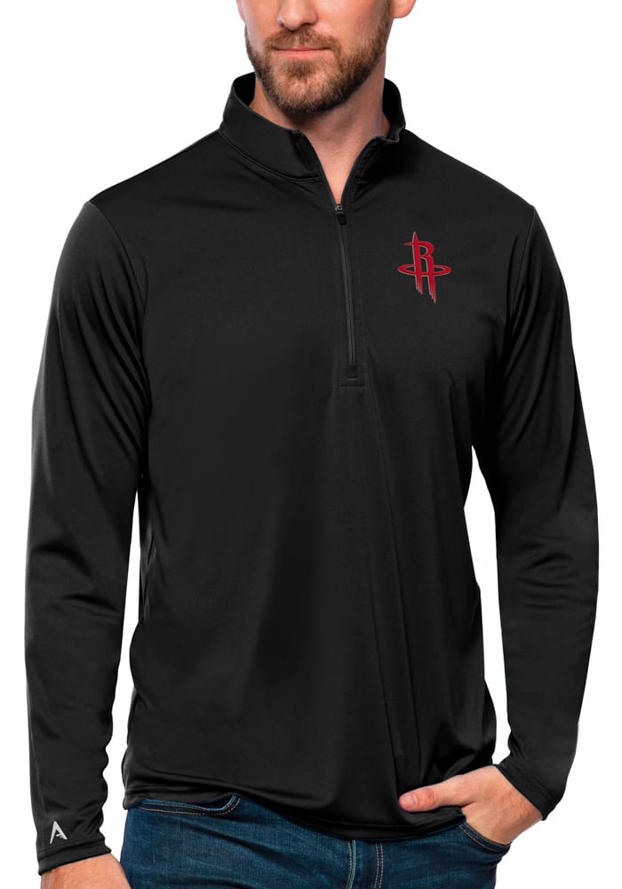 Antigua Houston Rockets Mens Black Tribute Long Sleeve 1/4 Zip Pullover