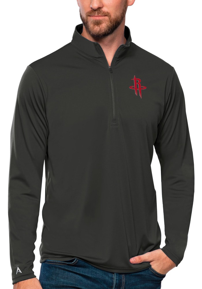 Antigua Houston Rockets Mens Grey Tribute Long Sleeve 1/4 Zip Pullover