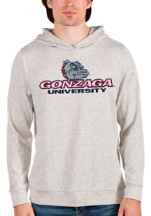 Antigua Gonzaga Bulldogs Mens Oatmeal Absolute Long Sleeve Hoodie