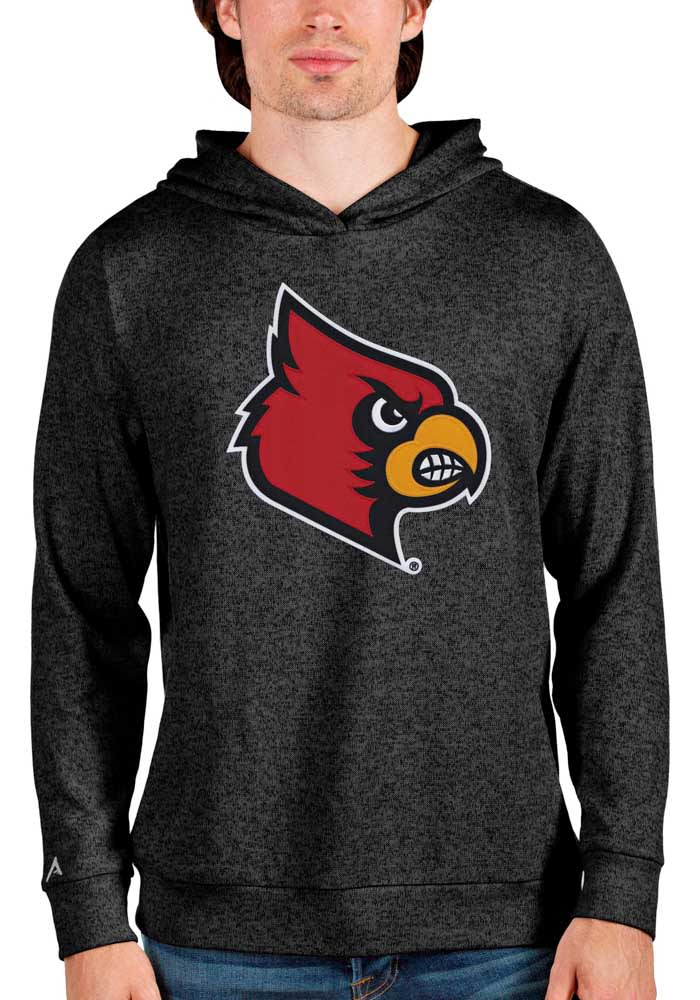 Antigua Louisville Cardinals Black Absolute Long Sleeve Hoodie, Black, 100% POLYESTER, Size XL, Rally House