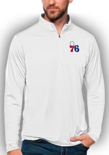 Antigua Philadelphia 76ers Mens White Tribute Long Sleeve 1/4 Zip Pullover