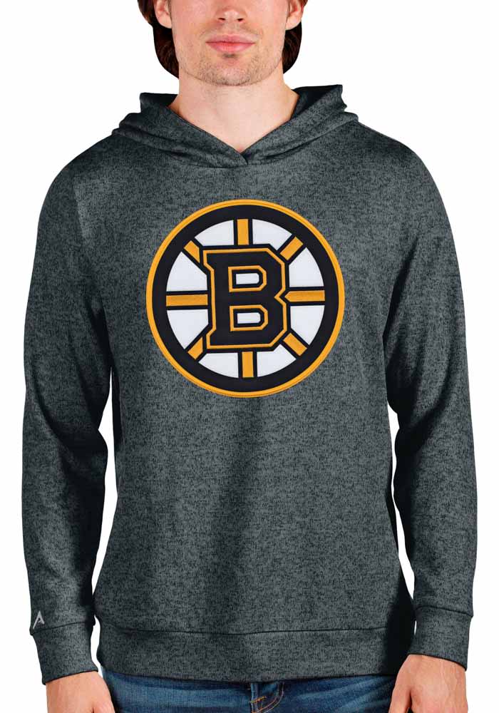 Antigua Boston Bruins Charcoal Victory Long Sleeve Hoodie, Charcoal, 52% Cot / 48% Poly, Size L, Rally House