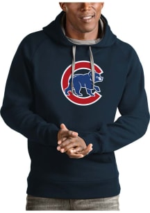 Antigua Chicago Cubs Mens Navy Blue Victory Logo Long Sleeve Hoodie