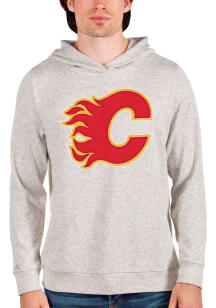 Antigua Calgary Flames Mens Oatmeal Absolute Long Sleeve Hoodie