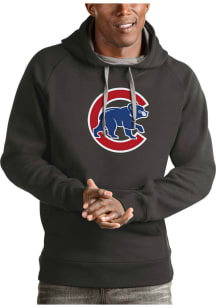 Antigua Chicago Cubs Mens Charcoal Victory Long Sleeve Hoodie