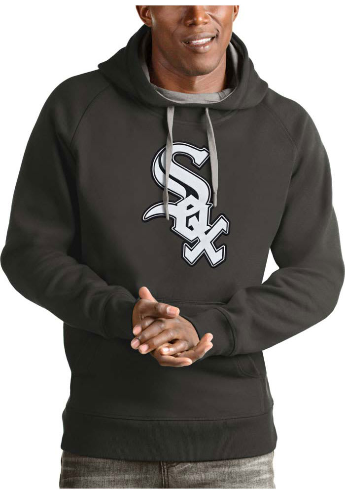 Antigua Chicago White Sox Mens Charcoal Victory Long Sleeve Hoodie