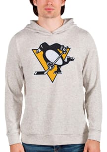 Antigua Pittsburgh Penguins Mens Oatmeal Absolute Long Sleeve Hoodie