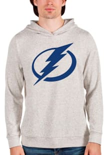 Antigua Tampa Bay Lightning Mens Oatmeal Full Front Absolute Long Sleeve Hoodie