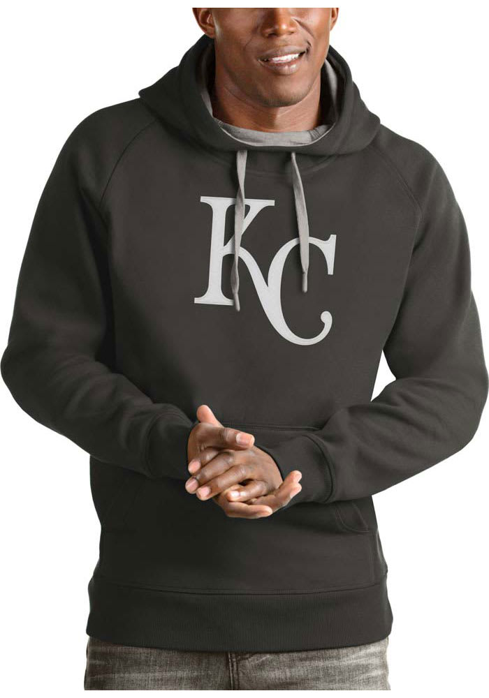 Antigua Kansas City Royals Charcoal Victory Pullover Team Logo Hoodie