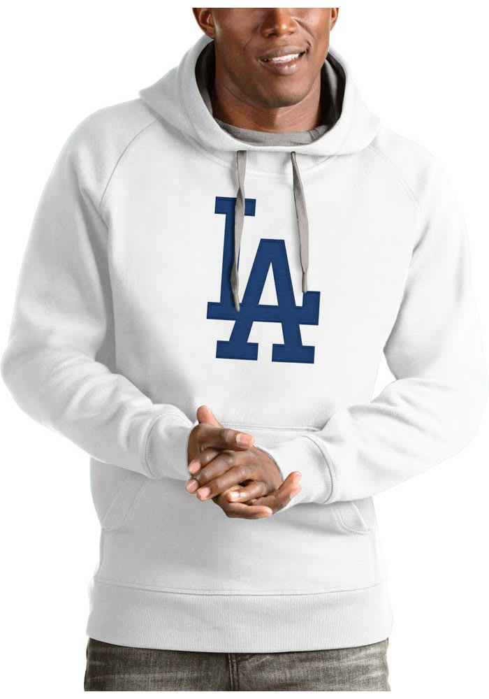 Antigua Los Angeles Dodgers White Victory Long Sleeve Hoodie, White, 52% Cot / 48% Poly, Size L, Rally House