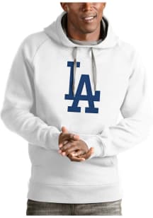 Antigua Los Angeles Dodgers Mens White Full Front Victory Long Sleeve Hoodie