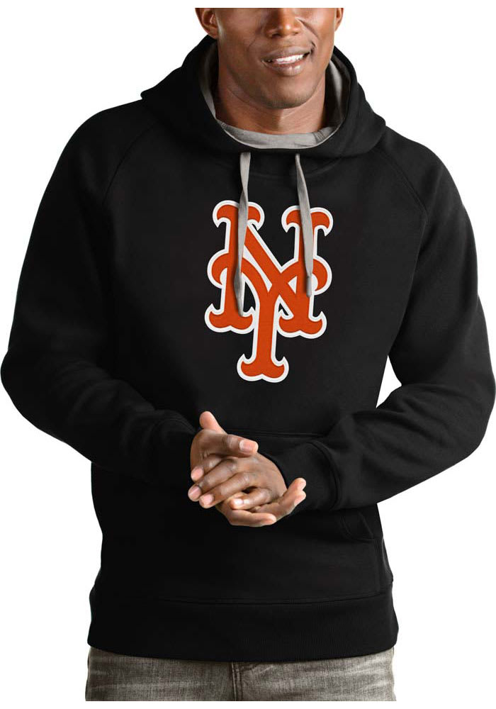 Antigua New York Mets Black Absolute Long Sleeve Hoodie, Black, 100% POLYESTER, Size XL, Rally House