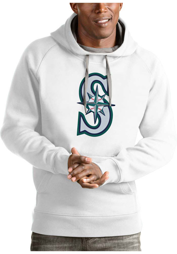 Antigua Seattle Mariners White Victory Long Sleeve Hoodie, White, 52% Cot / 48% Poly, Size 3XL, Rally House