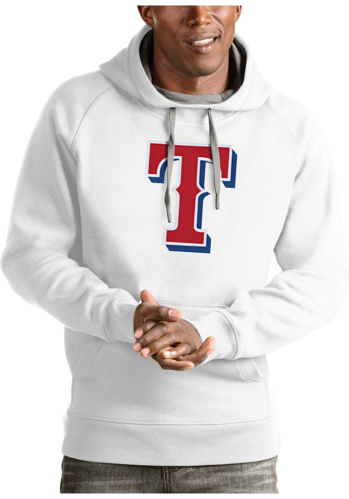 Antigua Texas Rangers White Victory Long Sleeve Hoodie, White, 52% Cot / 48% Poly, Size 3XL, Rally House