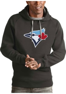 Antigua Toronto Blue Jays Mens Charcoal Victory Long Sleeve Hoodie
