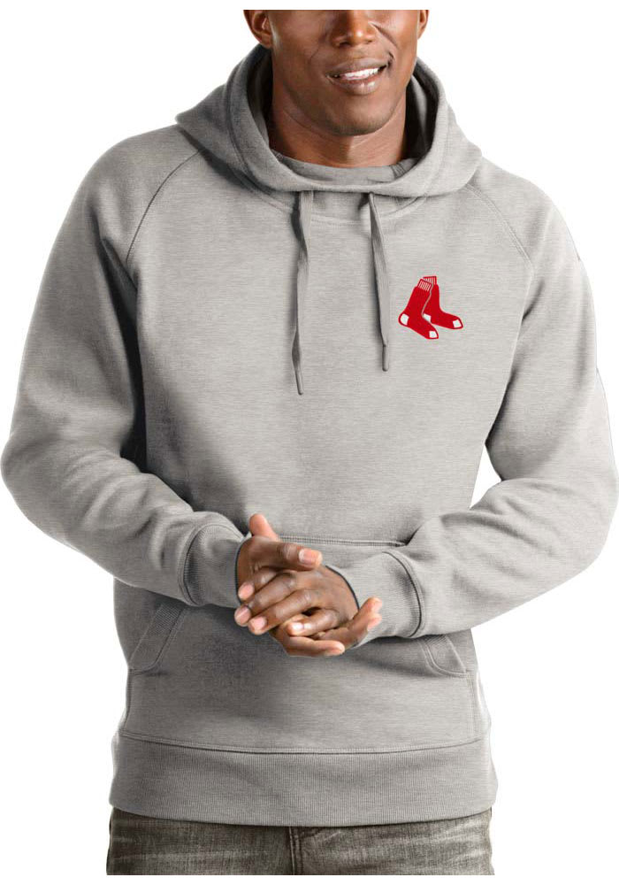 Antigua Boston Red Sox Grey Strong Hold Long Sleeve Hoodie, Grey, 100% POLYESTER, Size S, Rally House