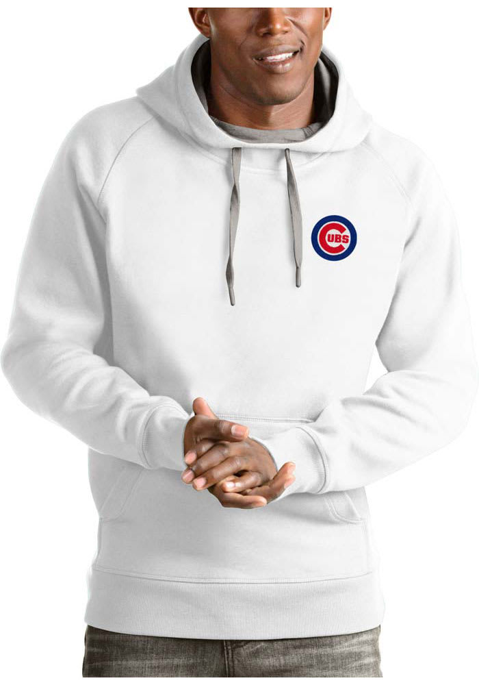 Antigua Chicago Cubs Mens White Victory Long Sleeve Hoodie