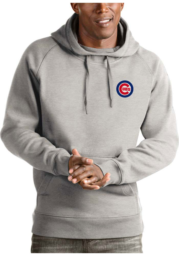 Antigua Chicago Cubs Mens Grey Victory Long Sleeve Hoodie