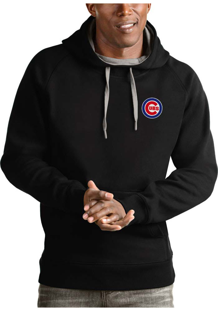 Antigua Chicago Cubs Black Victory Long Sleeve Hoodie, Black, 52% Cot / 48% Poly, Size XL, Rally House
