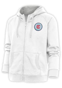 Antigua Chicago Fire Womens White Victory Long Sleeve Full Zip Jacket