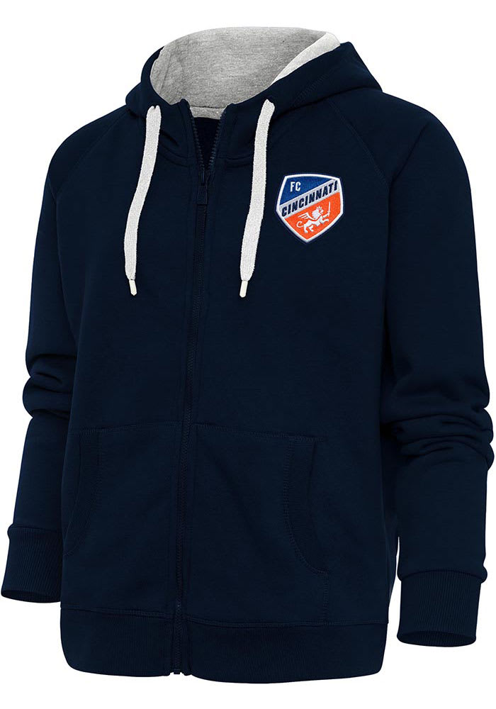 Antigua FC Cincinnati Womens Navy Blue Victory Long Sleeve Full Zip Jacket