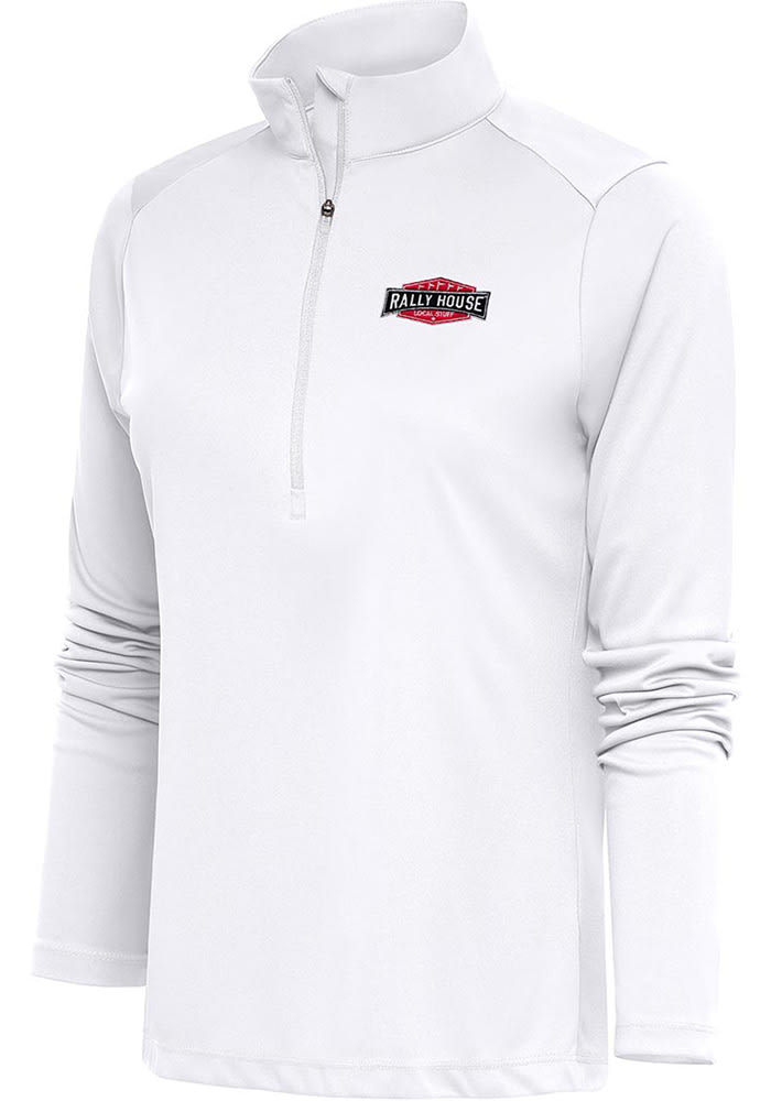 Antigua Louisville Bats White Tribute Long Sleeve 1/4 Zip Pullover, White, 100% POLYESTER, Size S, Rally House