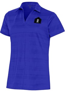 Antigua Rally House Womens Blue Employee Compass Short Sleeve Polo Shirt