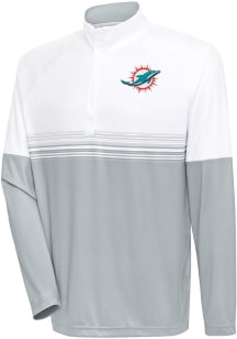 Antigua Miami Dolphins Mens White Bender Long Sleeve 1/4 Zip Pullover