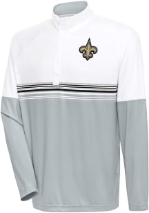 Antigua New Orleans Saints Mens White Bender Long Sleeve 1/4 Zip Pullover