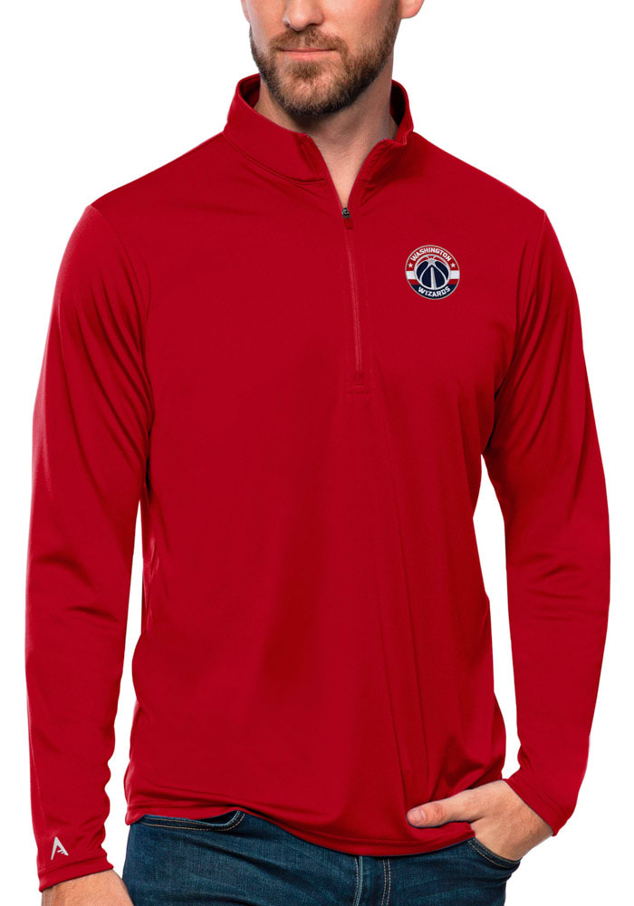Antigua Washington Wizards Mens Red Tribute Long Sleeve 1/4 Zip Pullover