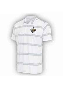 Antigua New Orleans Saints Mens White Groove Short Sleeve Polo